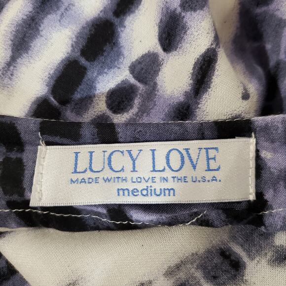 Lucy Love NWOT Tie Dye Fringe Blue White Open Cardigan Topper Womens Size M Boho - Picture 6 of 9